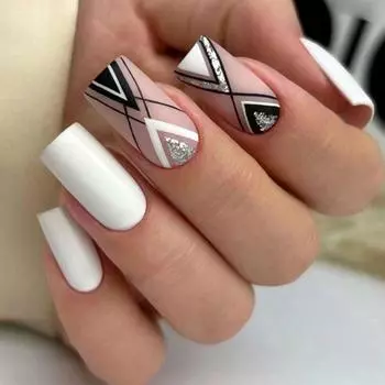 24 шт. Маникюр DIY Накладные ногти Нажмите на ногти Французские длинные квадратные накладные ногти Цветы Блеск