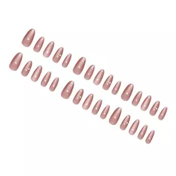 24 шт. Миндалевидные накладные ногти со стразами, акриловые накладные ногти, глянцевые искусственные ногти, простые наклейки на ногти для вечеринки