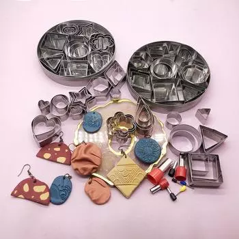 24 шт. Мини-форма для печенья из нержавеющей стали, геометрический резак для глины, инструмент для резки керамической посуды из полимерной глины, сережек 3