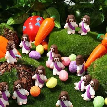 24 шт. Мини-украшение в виде Иисуса на Пасху, маленькая мультяшная фигурка Иисуса из смолы, статуя, скульптура, украшение Спасителя, рождественские праздничные сувениры, подарки для вечеринок 24PCS