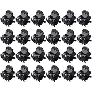 24 шт. Мини-заколки для волос 1 5 см. Маленькие пластиковые нескользящие заколки для волос. Мини-заколки для волос для девочек и женщин. (черный) 10x7x1cm