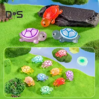 24 шт. Миниатюрные фигурки черепах, светящиеся смоляные украшения в виде черепах, светящиеся в темноте миниатюры черепах для волшебного сада, поделки своими руками, мох, микропейзаж 24PCS