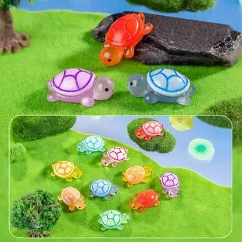 24 шт. Миниатюрные фигурки черепах, светящиеся смоляные украшения в виде черепах, светящиеся в темноте миниатюры черепах для волшебного сада, поделки своими руками, мох, микропейзаж 24PCS