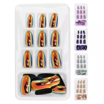 24 шт. модные накладные ногти, съемные, яркие, цветные, накладные ногти, полное покрытие, советы по дизайну ногтей 03