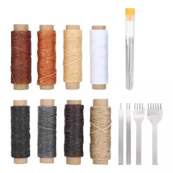 24 шт. Набор для шитья кожи, иглы, нитки, зубцы, стамеска, инструменты для ремонта, набор для рукоделия