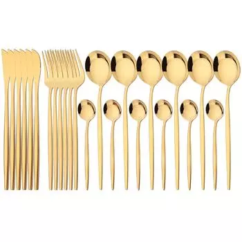 24 шт. набор столовой посуды из нержавеющей стали, нож, вилка, чайная ложка, набор столовых приборов, столовое серебро, кухонный набор столовых приборов на 6 персон серебряный