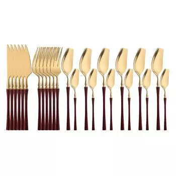 24 шт., набор столовых приборов из красного золота, матовый, из нержавеющей стали 304, свадебные столовые приборы, набор столовых приборов, западная посуда, вилка, нож, ложка, рождественский подарок