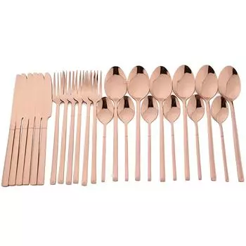 24 шт., набор столовых приборов из розового золота, нож, вилка, кофейная ложка, набор столовых приборов из нержавеющей стали, столовые приборы в западном стиле, кухонное серебро серебряный