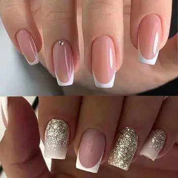 24 шт., накладные ногти, DIY маникюр, французский накладные ногти, длинные квадратные белые края