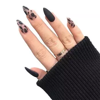 24 шт., накладные ногти, французские накладные ногти, леопардовые накладные ногти с клеем, пламя, украшение для ногтей