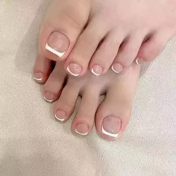 24 шт. накладные ногти, носимые ногти, простые белые границы, французский педикюр, ногти для дизайна ногтей, готовые носимые ногти для маникюра