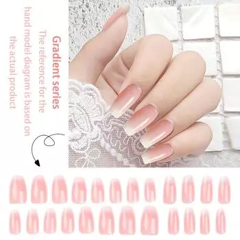 24 шт. Накладные ногти, прозрачные, ледяные, 10 мл One Size розовый