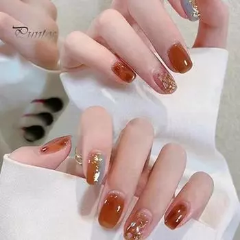 24 шт., накладные ногти с милыми мультяшными узорами, квадратные накладные ногти с полным покрытием и клеем, украшение для ногтей F