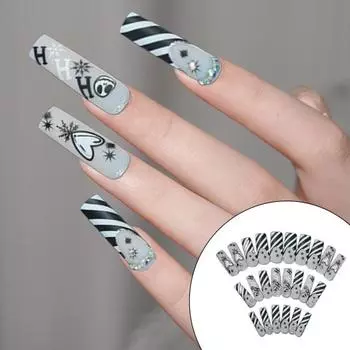 24 шт. накладные ногти с призрачными отпечатками, пластиковые наклейки на накладные ногти для женщин и девочек, маникюр своими руками, модные аксессуары 1 Set