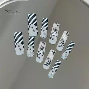 24 шт. накладные ногти с призрачными отпечатками, пластиковые наклейки на накладные ногти для женщин и девочек, маникюр своими руками, модные аксессуары 1 Set