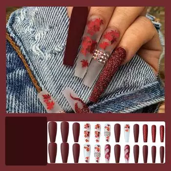 24 шт., накладные ногти, удлиненные, гробовый маникюр, полное покрытие, накладные ногти, французская бабочка, 10 мл One Size