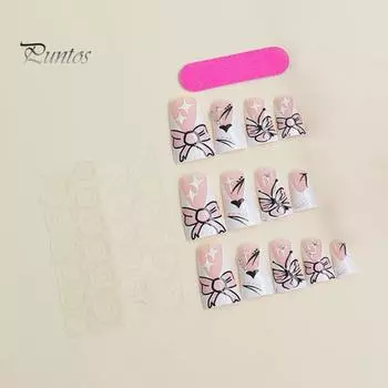 24 шт. накладные ногти в виде уток с принтом бабочек, наклеиваемые на накладные ногти для женщин и девочек, набор для маникюра своими руками для салона красоты и дома 1 Set