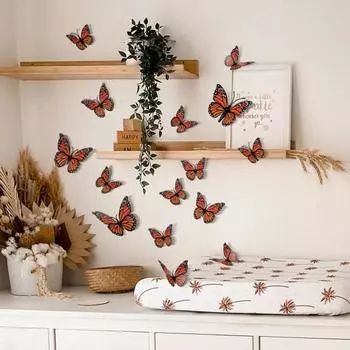 24 шт. наклейка с бабочкой, трехмерная наклейка на стену, изысканная наклейка с бабочкой для украшения дома
