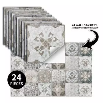 24 шт., наклейки на настенную плитку, самоклеящиеся, водонепроницаемые, для кухни, ванной комнаты S(10*10cm)