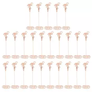 24 шт. настольный держатель для карт в форме золотого фламинго, устойчивый к ржавчине, прочный зажим, держатель для номера стола