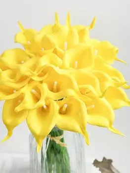 24 шт. настоящие каллы лилии искусственные цветы каллы лилии цветы искусственные цветы каллы лилии для свадебного букета украшения для вечеринки свадебный букет декор чёрный