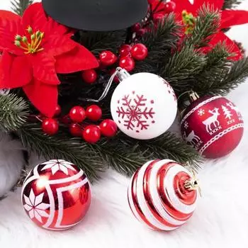 24 шт. небьющиеся рождественские шары сверкающие подвесные украшения для елки набор