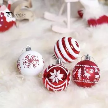 24 шт. небьющихся рождественских шаров, сверкающих подвесных украшений для рождественской елки, набор, легко подвешиваемые узорчатые рождественские шары для декора домашней вечеринки 1 Set