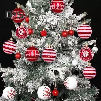 24 шт. небьющихся рождественских шаров, сверкающих подвесных украшений для рождественской елки, набор, легко подвешиваемые узорчатые рождественские шары для декора домашней вечеринки 1 Set