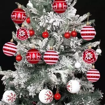 24 шт. небьющихся рождественских шаров, сверкающих подвесных украшений для рождественской елки, набор, легко подвешиваемые узорчатые рождественские шары для декора домашней вечеринки 1 Set