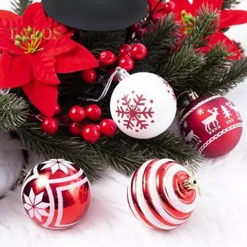 24 шт. небьющихся рождественских шаров, сверкающих подвесных украшений для рождественской елки, набор, легко подвешиваемые узорчатые рождественские шары для декора домашней вечеринки 1 Set
