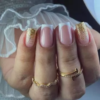 24 шт. нейл-арт френч белый край ноготь накладной ноготь золотой блестящий ноготь ноготь кусок ноготь кусок