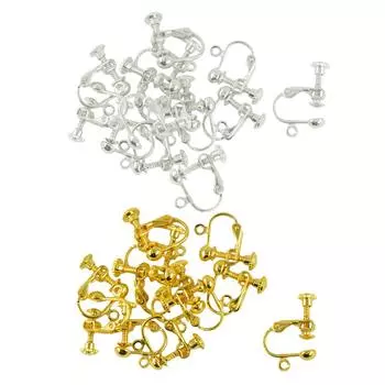 24 шт. Непирсинговые винтовые серьги-клипсы с плоскими крючками, серебро as described