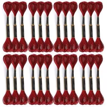 24 шт. ниток для вышивки крестом, красная вышивка, глянцевая плетеная пряжа ручной работы, хлопковые мотки