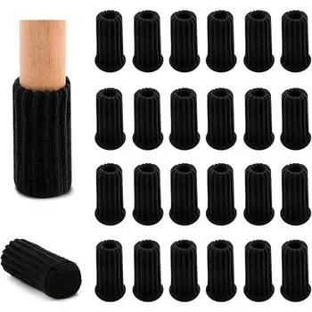 24 шт. носки для ножек стула, высокоэластичные защитные накладки на ножки стула с противоскользящими подушечками, толстые колпачки для ножек стула, набор чехлов для мебели чёрный