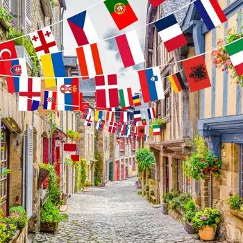 24 шт. НОВЫЕ флаги стран Европы, флаги стран кубка Европы, национальные гирлянды, флаги, баннеры, футбольные мероприятия, гирлянды, украшения One Size разноцветный