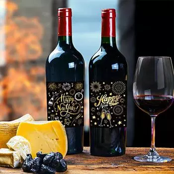 24 шт. Новогоднее празднование Нового года, украшение на китайскую новогоднюю бутылку вина, этикетка 24pcs