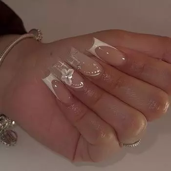 24 шт. новые европейские и американские съемные накладные ногти для ногтей Flash Diamond Butterfly Girl Fake Nails