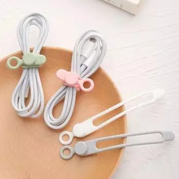 24 шт. органайзер для кабелей эластичный самозастегивающийся дизайн пряжки силиконовый органайзер для проводов фиксатор для хранения бытовых принадлежностей 24PCS розовый