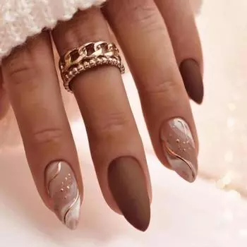 24 шт. осенне-зимних размазанных накладных ногтей, накладные ногти в форме миндаля, элементы нейл-арта, матовые ногти