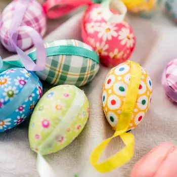 24 шт./пакет Подвески в виде птичьих яиц Пасхальное украшение Тканевое яйцо Подвеска Цветная пена Яйцо Подвеска Счастливой Пасхи Смешанные цвета 24pcs/bag