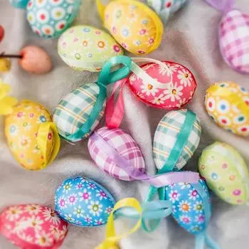 24 шт./пакет, яйца, подвесные поделки, пасхальные украшения, пасхальные яйца, подвески в виде птиц на Пасху, искусственные яйца, разноцветные 24pcs/bag
