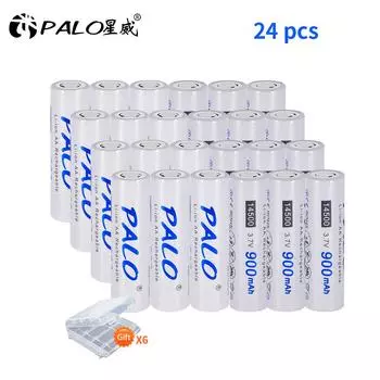 24 шт. PALO 3,7 В 14500 аккумуляторные батареи 900 мАч литий-ионная аккумуляторная батарея белый
