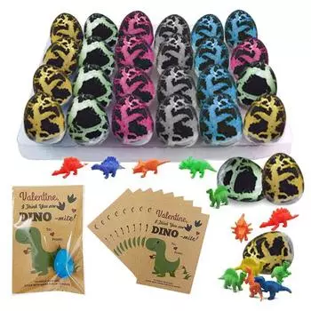 24 шт. пасхальное яйцо динозавра, инкубационная игрушка с поздравительными открытками для детей, малышей, мальчиков, девочек, игрушка динозавра на рождение, класс, ученики, обмен подарками, сувениры на вечеринку