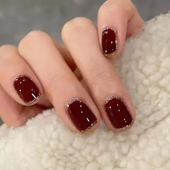 24 шт. патч для ногтей изысканный компактный ABS бордовый серебряный цвет край DIY наклейка для ногтей