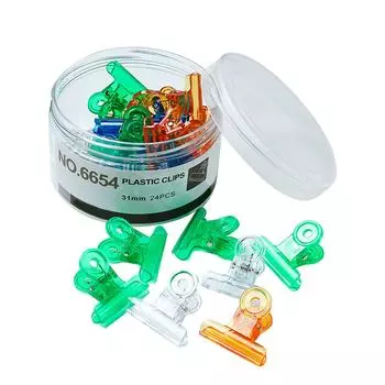 24 шт. Пластиковый зажим с шарниром, разные цвета, канцелярские принадлежности для офисных файлов