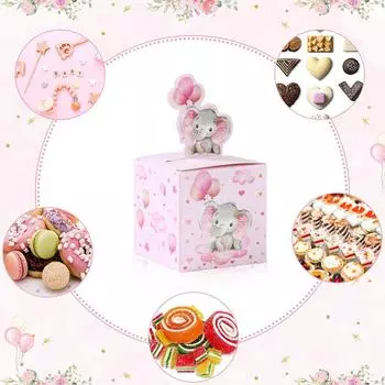 24 шт., подарочные коробки в виде слоненка для детского дня рождения, синие, розовые, подарочные коробки для конфет, угощение для детей, сувениры на день рождения, декор для детского душа as shown