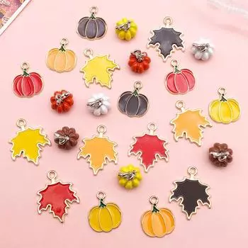 24 шт., подвески в виде тыквы с кленовым маслом и эмалью «сделай сам» для сумок, сережек, ожерелий, ювелирных изделий, кулон ручной работы 24pcs