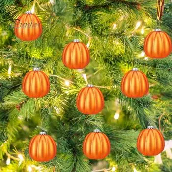 24 шт. подвесной шар в виде тыквы, Хэллоуин, светильник Джека, подвесное украшение, небьющийся праздничный декоративный шар для рождественской елки, домашний декор для вечеринки темно-оранжевого