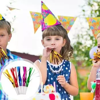 24 шт. праздничных свистков с металлической бахромой, блестящие шумовые рожки, новогодние свистки, сувениры на день рождения, выпускной, Рождество