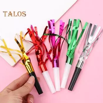 24 шт. праздничных свистков с металлической бахромой, блестящие шумовые рожки, новогодние свистки, сувениры на день рождения, выпускной, Рождество разноцветный